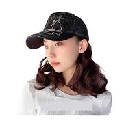 Chapeau avec Cheveux Attachés Perruque synthétique à cheveux longs, bonnet bobo, perruque noire