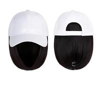 Chapeau avec Cheveux Attachés Perruque synthétique avec perruque naturelle, bonnet, bobo ajustable for femme, casquette de baseball