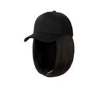 Chapeau avec Cheveux Attachés Perruque synthétique bob blanche/noire, bonnet de baseball ajustable, cheveux naturels, style, perruque courte ondulée