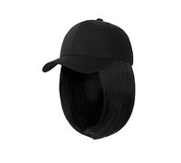 Chapeau avec Cheveux Attachés Perruque synthétique bob blanche/noire, bonnet de baseball ajustable, cheveux naturels, style, perruque courte ondulée