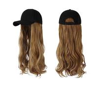 Chapeau avec Cheveux Attachés Perruque synthétique, bonnet de baseball avec extensions cheveux, perruque naturelle, ajustable for femmes, longs et ondulés