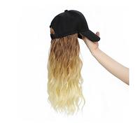 Chapeau avec Cheveux Attachés Perruque synthétique longue ondulée ajustable for femmes et filles, bonnet de baseball avec extensions cheveux, perruque brune naturelle noire à connecter
