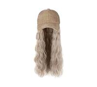 Chapeau avec Cheveux Attachés Perruque synthétique ondulée longue et bouclée for femme, bonnet amovible, noire, marron ou grise, idéale for l'hiver. Bonnet inclus