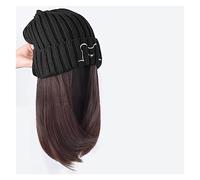 Chapeau avec Cheveux Bonnet Chapeau Perruque Courte Synthétique Avec Extension De Cheveux Couleur Naturels Noir Brun Perruques for Femmes