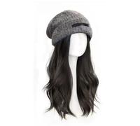 Chapeau avec Cheveux Bonnet de perruque for femmes, bonnet à cheveux longs ondulés, tricoté, adapté aux soirées thème quotidiennes, concerts, rendez-vous