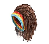 Chapeau avec Cheveux Bonnet en tricot for homme avec cheveux, perruque bonnet tricoté à la main dreadlocks Noël Halloween casquettes