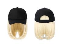 Chapeau avec Cheveux Casquette de Baseball Perruque Chapeau Synthétique avec Cheveux Naturellement Perruques Bobo Réglable Femmes