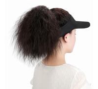 Chapeau avec Cheveux Chapeau de perruque à visière avec queue cheval for femmes, chapeau réglable synthétique attachée, crépue et bouclée
