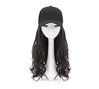 Chapeau avec Cheveux Longue Ondulé Synthétique Casquette De Baseball Cheveux Perruque Chapeau Réglable for Fille Naturel Noir Brun Couleur Cap Extensions