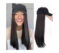 Chapeau avec Cheveux Longue perruque de baseball ondulée synthétique naturel Bob noir blanc chapeau perruques casquette avec cheveux naturellement connecter