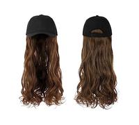 Chapeau avec Cheveux Longue perruque synthétique ondulée casquette de baseball avec extensions cheveux chapeau perruques naturel connecter réglable for les femmes