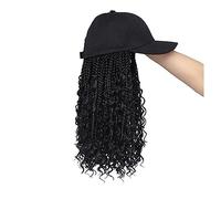 Chapeau avec Cheveux Perruque de casquette Baseball tressée, Extensions cheveux avec chapeaux, perruque synthétique noire bouclée for femmes