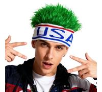 Chapeau avec Faux Cheuveux Punk Hip-Pop pour Adultes Bandeau de Perruque Tricoté Drôles Bonnet de Perruque avec Cheveux Courts Élastique