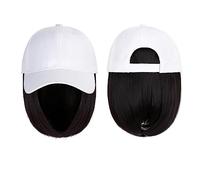 Chapeau avec Perruque Casquette de Baseball Perruque Synthétique Chapeau Avec Perruque De Cheveux Naturel Noir Perruques Naturellement Casquette Avec Perruque Chapeau Perruques Bobo Réglable for Les F
