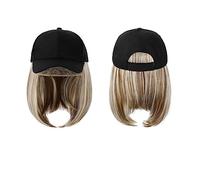 Chapeau avec Perruque Casquette de Baseball Perruque Synthétique Chapeau Avec Perruque De Cheveux Naturel Noir Perruques Naturellement Casquette Avec Perruque Chapeau Perruques Bobo Réglable for Les F