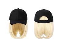 Chapeau avec Perruque Casquette de Baseball Perruque Synthétique Chapeau Avec Perruque De Cheveux Naturel Noir Perruques Naturellement Casquette Avec Perruque Chapeau Perruques Bobo Réglable for Les F