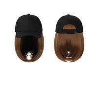 Chapeau avec Perruque Casquette de Baseball Perruque Synthétique Chapeau Avec Perruque De Cheveux Naturel Noir Perruques Naturellement Casquette Avec Perruque Chapeau Perruques Bobo Réglable for Les F