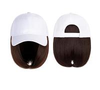 Chapeau avec Perruque Casquette de Baseball Perruque Synthétique Chapeau Avec Perruque De Cheveux Naturel Noir Perruques Naturellement Casquette Avec Perruque Chapeau Perruques Bobo Réglable for Les F