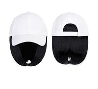 Chapeau avec Perruque Casquette de Baseball Perruque Synthétique Chapeau Avec Perruque De Cheveux Naturel Noir Perruques Naturellement Casquette Avec Perruque Chapeau Perruques Bobo Réglable for Les F