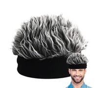 Chapeau Avec Perruque - Hat Avec Les Cheveux Attachés | Cheveux À Pointes Tricotés Chapeau De Perruque Hip Hop Réaliste | Tricoté En Hip Hop Élastique Avec Poils À Points, Cheminée Courte Chap