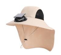 Chapeau avec ventilateur alimenté par énergie solaire - Large visière de plage | Chapeau de pêche respirant avec châle pour voyage randonnée randonnée randonnée cyclisme pêche plage, Crème couleur