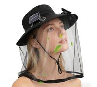 Chapeau avec ventilateur solaire - Chapeau de type cube UPF50+ respirant avec filet | pour extérieur, randonnée, plage, camping, voyage, cadeau d'anniversaire, Noir