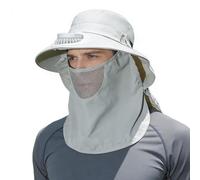 Chapeau avec ventilateurs à énergie solaire à large bord rafraîchissant | Chapeau de pêche en plein air avec rabat de protection du visage pour pique-nique, camping, randonnée, pêche, marche