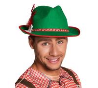 Chapeau bavarois vert à plume adulte - Vert - Taille Unique