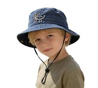 Chapeau Bebe Garcon Casquette Enfant Protection UV Léger Réglable-Chapeau de pêcheur en Denim délavé pour Enfants, Casquette de Soleil à Motif Dinosaure pour bébés garçons et Filles