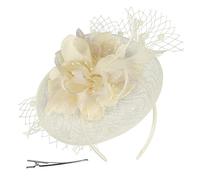 Chapeau bibi à plumes pour femme avec voile et fleurs - Pince à cheveux vintage - Accessoire pour fête de thé