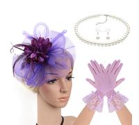 Chapeau bibi années 20 avec serre-tête et collier - Accessoire pour cheveux pour course de chevaux, événements, cocktails, fêtes, déguisements, jeux de rôle
