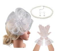 Chapeau bibi années 20 avec serre-tête et collier - Accessoire pour cheveux pour course de chevaux, événements, cocktails, fêtes, déguisements, jeux de rôle
