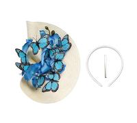 Chapeau bibi avec bandeau réglable Bleu | Accessoire de cheveux avec clip réglable pour fête de mariage, fête de course, occasions formelles