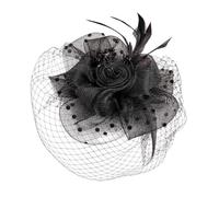 Chapeau bibi avec voile en florale pour invité de, Black | Petit chapeau habillé pour le goûter, les cocktails et les looks d ' invités de mariage