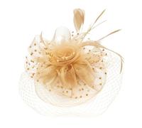 Chapeau bibi avec voile en florale pour invité de, Gold | Petit chapeau habillé pour le goûter, les cocktails et les looks d ' invités de mariage