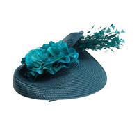 Chapeau Bibi de Mariage Femme, Plume Fleur Artisanale Élégante | Polyester et Plumage, Style Vintage Rétro, pour Goûter et Cocktail, Teinte Vert Foncé