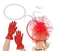 Chapeau bibi élégant avec pince à cheveux et collier - Accessoire de costume pour courses de chevaux, cocktails, fêtes, jeux de rôle - Accessoires pour fête à thème