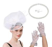 Chapeau bibi élégant avec pince à cheveux et collier - Accessoire de costume pour courses de chevaux, cocktails, fêtes, jeux de rôle - Accessoires pour fête à thème