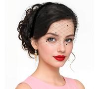 Chapeau bibi en voile pour femme - Bandeau en maille - Décoration de cheveux d'église - Bandeau en voile noir en forme de cage à oiseaux - Accessoire de coiffure de mariée - Chapeau de fête de thé -