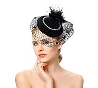 Chapeau bibi pour femme avec perles, plumes et fleurs, mariage, cocktail, bal, église sécurisée, double clip