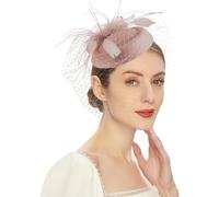 Chapeau Bibi Pour Femme Avec Voile En Maille, Plumes, Fleur, Serre-Tête, Pince À Cheveux, Vintage Et Élégant, Pour Église, Cocktail, Mariage