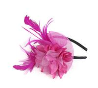 Chapeau bibi pour femme - Motif fleurs en maille - Plumes - Accessoire de carnaval - Pour fête de thé, église, mariage, cocktail, club (taille unique)