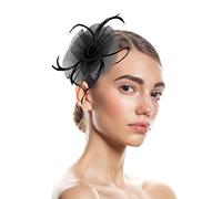 Chapeau bibi pour femme, style boîte à pilules avec plume et fleur pour mariage, cocktail, course, thé, église, toutes saisons