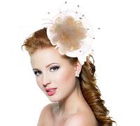 Chapeau Bibis Mariage Femme Coiffure Fascinator Épingle à Cheveux Nuptiale élégantes en Maille Bandeau pour Cocktail Derby Cérémonie Églises Photographe Fête Soirée Déguisement,Beige,Taille unique
