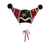 Chapeau bicorne sur le thème de Noël avec appliques étoiles et bordure | Chapeau de Père Noël avec étoile à paillettes pour hommes, garçons et filles, fête d'hiver, vacances, cosplay, photomaton