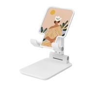 Chapeau blanc abstrait pour femme, bohème, esthétique, pliable, support de téléphone portable, angle réglable, hauteur de bureau, support de téléphone portable compatible avec tous les smartphones