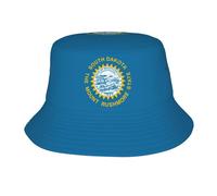 Chapeau bob à imprimé drapeau du Dakota du Sud, chapeau de soleil pliable pour l'été, les voyages, la plage, l'extérieur, chapeau à large bord pour homme et femme, noir