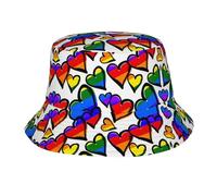 Chapeau bob arc-en-ciel Gay Pride imprimé cœurs pour activités de plein air, chapeau de pêcheur pour homme et femme pour la plage d'été, noir, taille unique