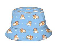 Chapeau bob Corgi unisexe en forme d'animal - Chapeau de plage d'été - Chapeau de pêcheur pour femmes, hommes, adolescents, casquette d'extérieur pliable, Mignon Corgi Butt, Welsh Corgi Dog regardant