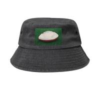 Chapeau bob cowboy noir avec ballon de rugby blanc imprimé tendance adapté pour les voyages et la pêche en plein air, Noir/blanc, taille unique